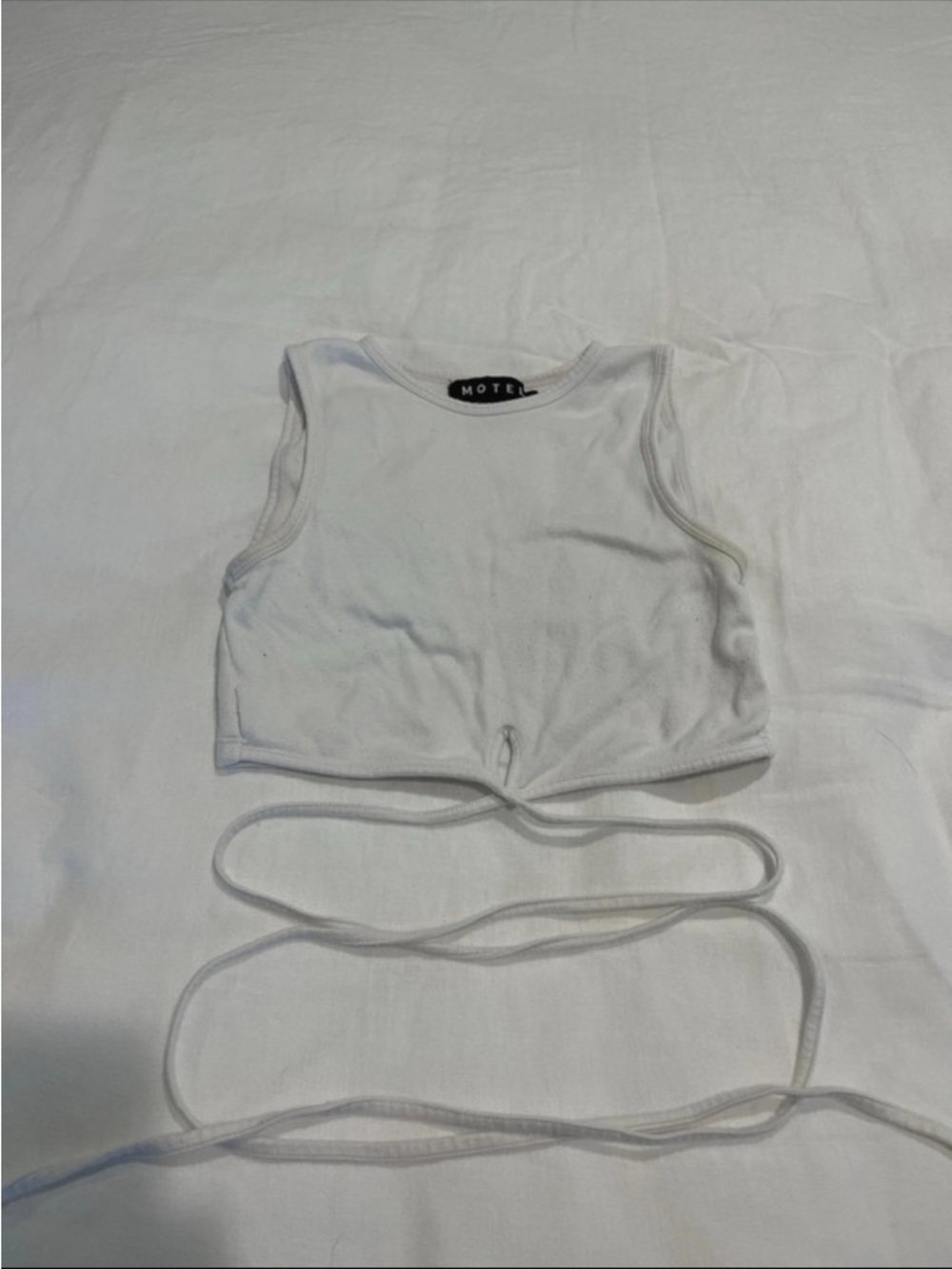 Motel Rocks White Tie-Front Crop Top